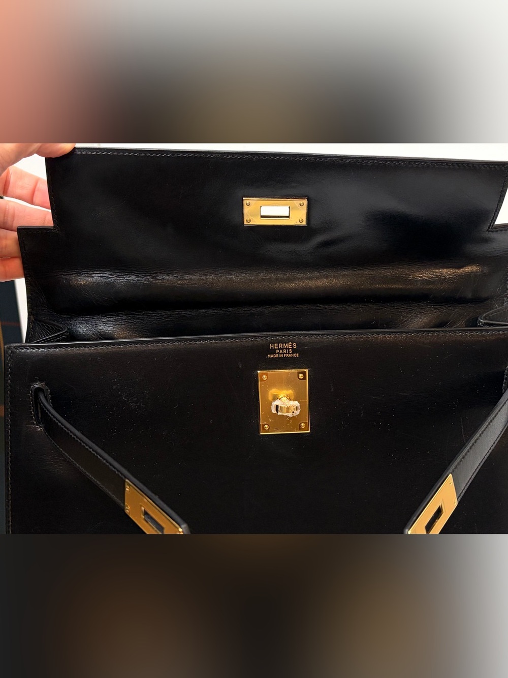Hermes VTG Kelly 32 Box Leather Sellier,new Gold Hrdware, refurbished@Hermes spa - Picture 8 of 16